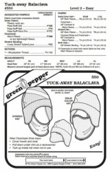 893 550 GREEN PEPPER TUCK AWAY BALACLAVA HAT EASY PATTERN UNCUT  XS-XL
